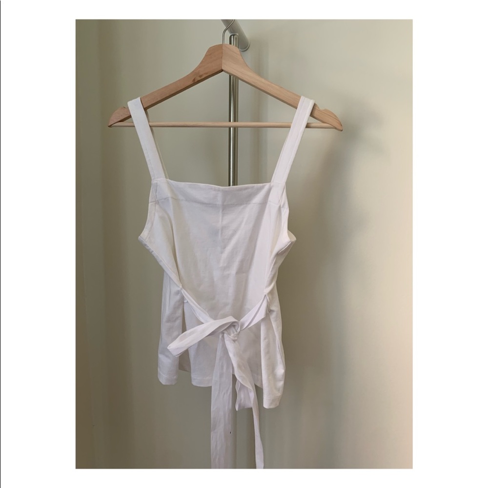 J.Crew White Tank Top with Tie Waist & Open Back (Women’s Small)